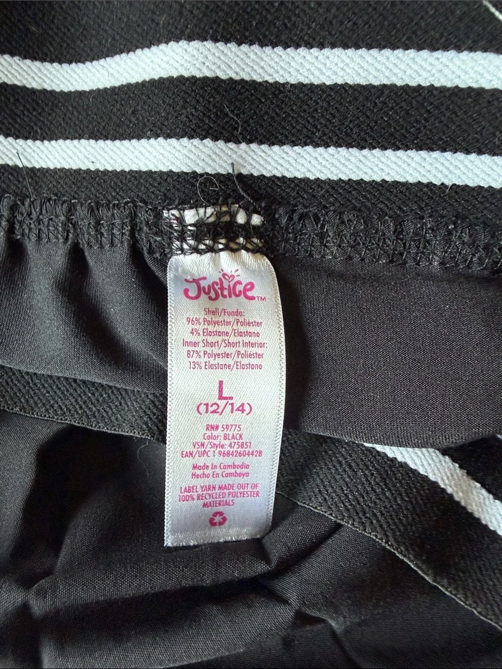 Girls Skater Preppy Pleated Y2K Skirt/Shorts JUSTICE Layered Pleats Size 12/14